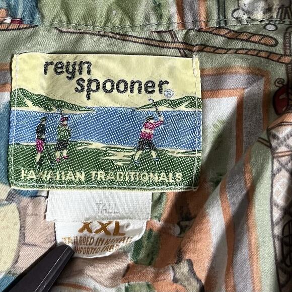 VTG Reyn Spooner Early Century Men's Golfers Button Down Shirt 2XLT Hawaiian - Picture 8 of 9